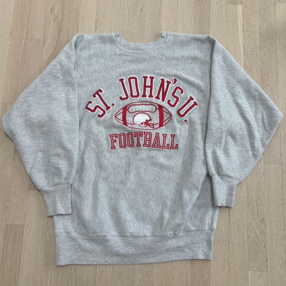 Champion Reverse Weave Sweatshirt Mens XXL Gray Vtg St Johns Football Excellent